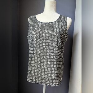 Notations Black and White Patterned Blouse